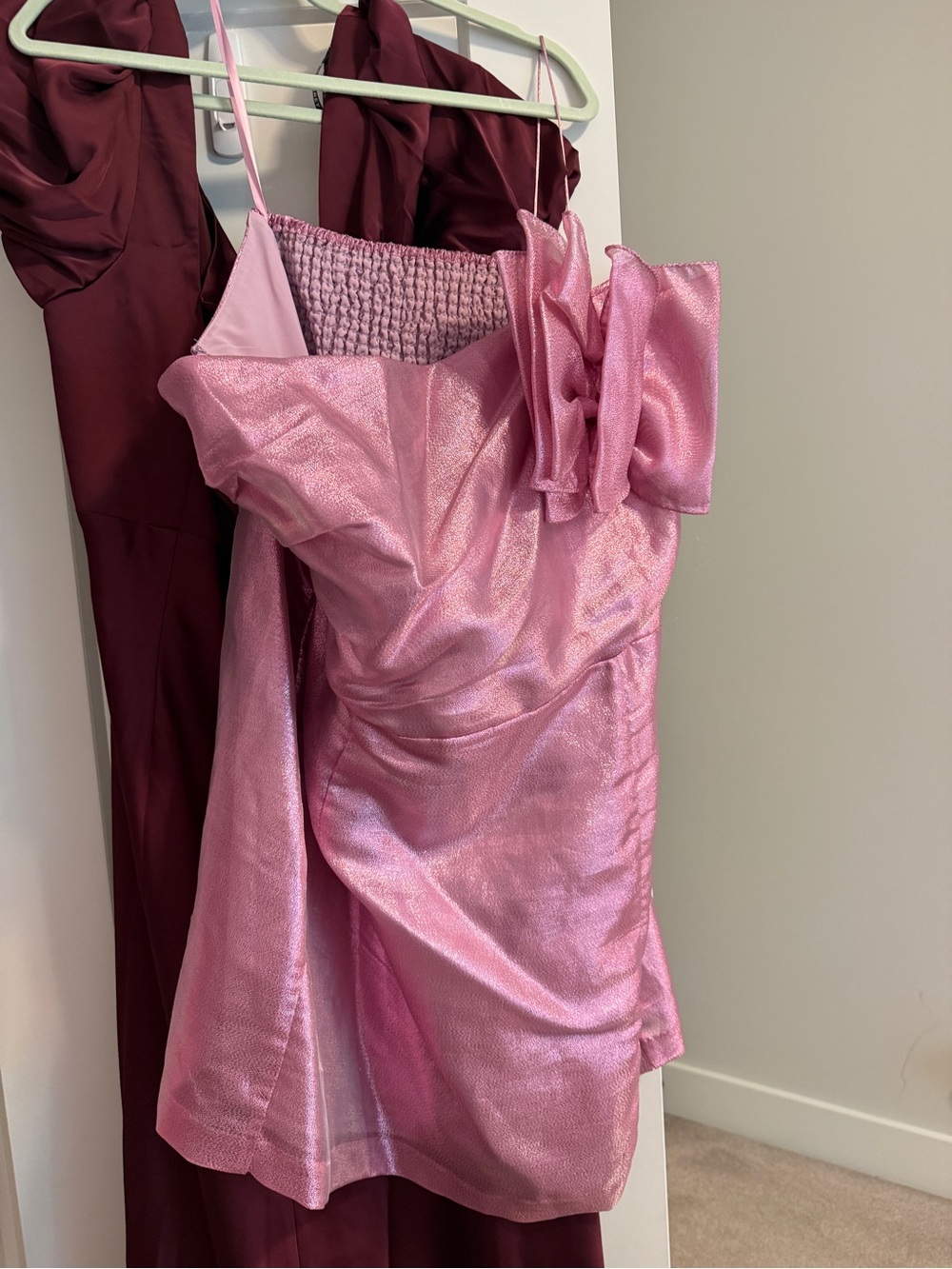 Lulu's Shimmery Light Pink Strapless Cocktail Dress